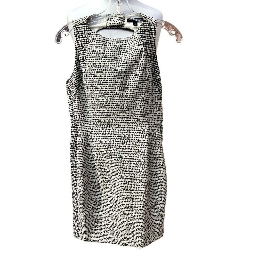 Banana Republic sleeveless side zip cut out back black white a line dress size 4